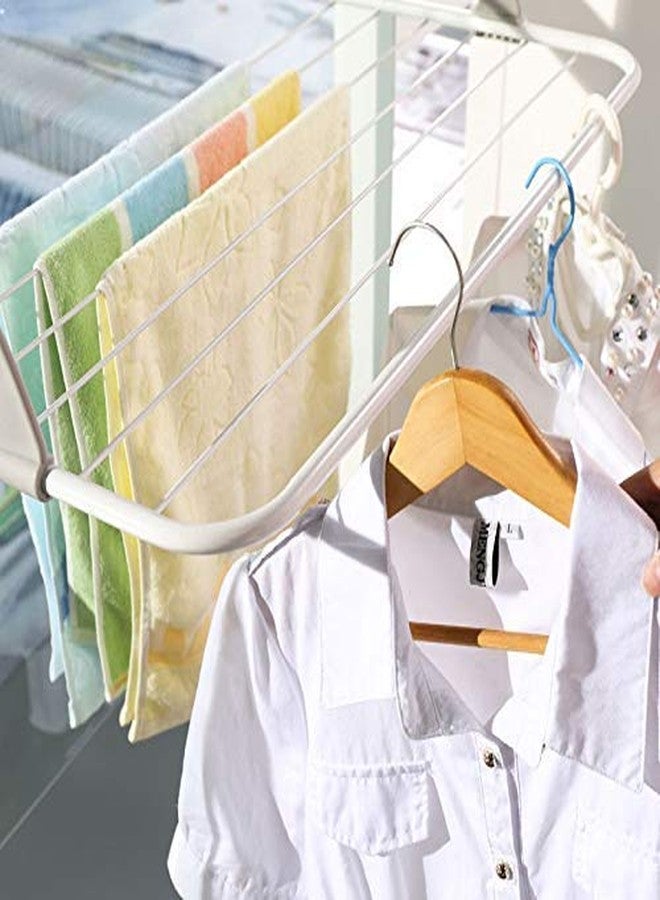 ATOOZED Adjustable Clothes Drying Rack Shelf Balcony Window Laundry Hanger Clothing, Socks and Plant Storage Holder Outdoor/Indoor Clothes (Metal,White-Grey) - Image 3